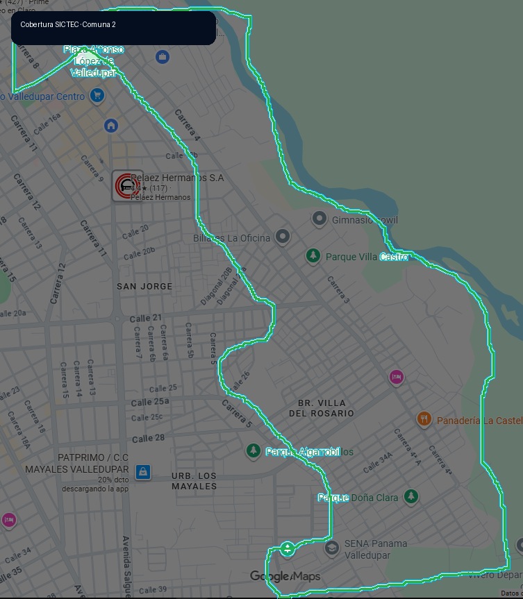 Mapa de cobertura SICTEC en Comuna 2