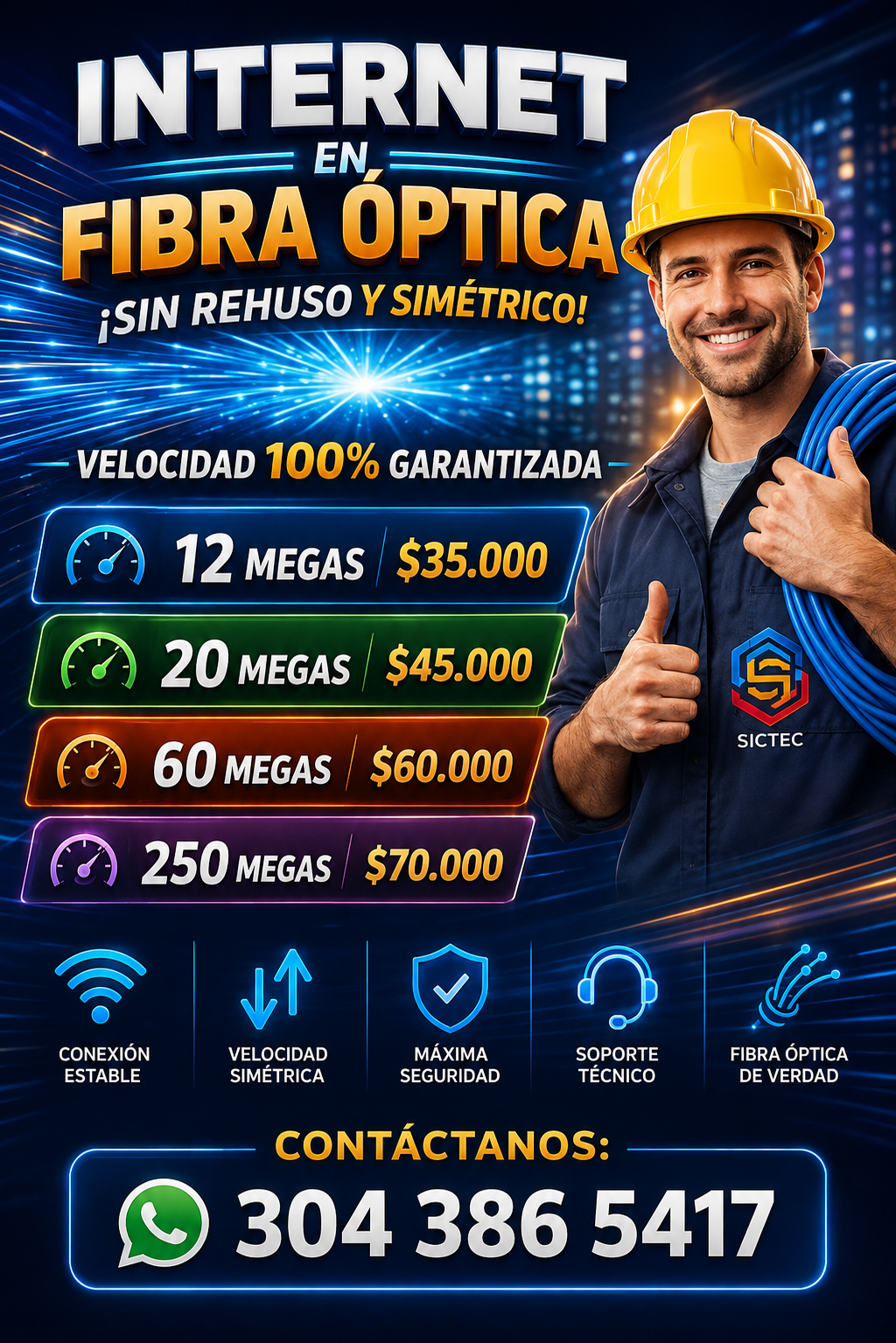 Planes de Internet por fibra óptica SICTEC